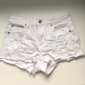 White distressed denim American Eagle shorts